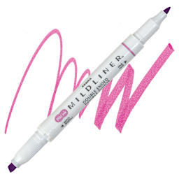 Zebra Mildliner Double Ended Creative Marker - Magenta marker and swatch