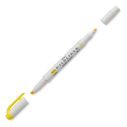 Zebra Mildliner Double Ended Creative Marker - Lemon Yellow (Caps off)