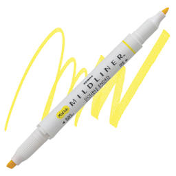 Zebra Mildliner Double Ended Creative Marker - Lemon Yellow marker and swatch