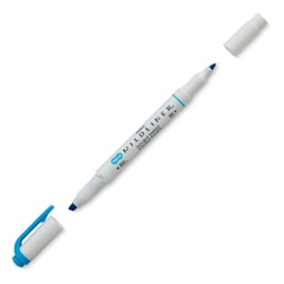 Zebra Mildliner Double Ended Creative Marker - Cyan (Caps off)