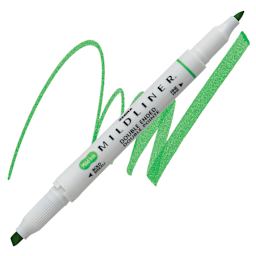 Zebra Mildliner Double Ended Creative Marker - Green marker and swatch