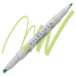 Zebra Mildliner Double Ended Creative Marker - Citrus Green marker and swatch