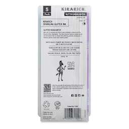 Zebra Kirarich Glitter Markers - Set of 5 - back of packaging