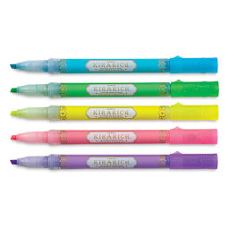 Zebra Kirarich Glitter Markers - Set of 5 - with caps off