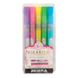 Zebra Kirarich Glitter Markers - Set of 5 - front of packaging