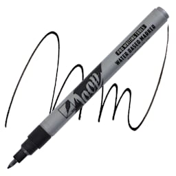 Loop Water-Based Acrylic Marker - Black, 1 mm marker and swatch