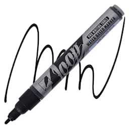 Loop Water-Based Acrylic Marker - Black, 2 mm marker and swatch