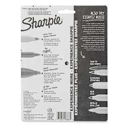 Sharpie Permanent Markers Variety Pack - Black, Set of 6 (back of package)