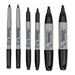 Sharpie Permanent Markers Variety Pack - Black, Set of 6 (out of package with caps removed)