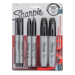 Sharpie Permanent Markers Variety Pack - Black, Set of 6 (in packaging)