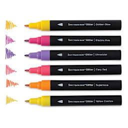 Spectrum Noir Glitter Pen Set - Vibrant Florals, Set of 6 (swatches and pens)