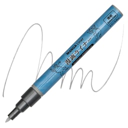 Aitoh Manga Liner Pen - Silver pen and swatch