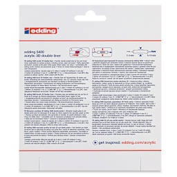 Edding 5400 Acrylic Double Ended Paint Markers - Basic Set, Set of 5, Back Of Package