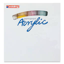 Edding 5400 Acrylic Double Ended Paint Markers - Basic Set, Set of 5, Front Of Box