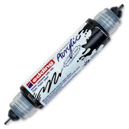 Edding 5400 Acrylic Double Ended Paint Marker - Black 901, Cap Off