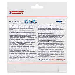 Edding Acrylic Paint Markers - Neon Colors, Set of 5, Broad. Back of package