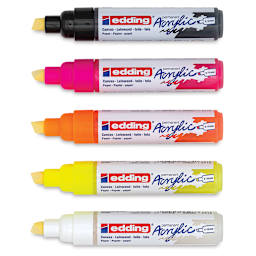 Edding Acrylic Paint Markers - Neon Colors, Set of 5, Broad