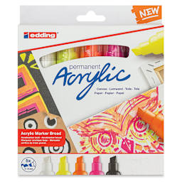 Edding Acrylic Paint Markers - Neon Colors, Set of 5, Broad, Front of package