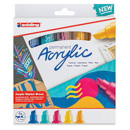 Edding Acrylic Paint Markers - Abstract Colors, Set of 5, Broad. Front of package