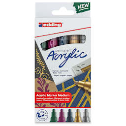 Edding Acrylic Paint Markers - Festival Colors, Set of 5, Medium (front of package)