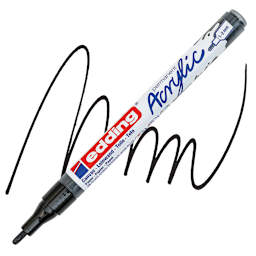 Edding Acrylic Paint Marker - Black 901, Fine marker and swatch