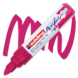 Edding Acrylic Paint Marker - Telemagenta 909, Broad marker and swatch