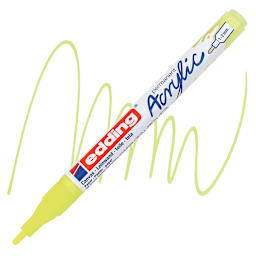 Edding Acrylic Paint Marker - Neon Yellow 065, Fine marker and swatch