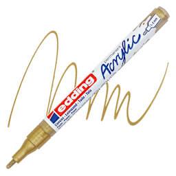 Edding Acrylic Paint Marker- Rich Gold 924, Fine marker and swatch