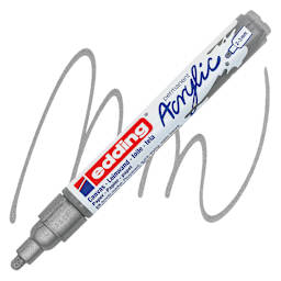 Edding Acrylic Paint Marker - Silver 923, Medium marker and swatch
