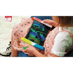 Boogie Board Scribble n’ Play Kids Drawing Tablet Creativity Kit - Set of 11, child using the tablet