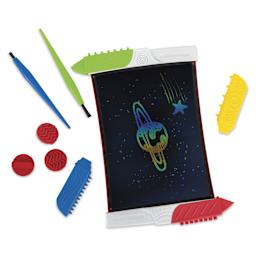 Boogie Board Scribble n’ Play Kids Drawing Tablet Creativity Kit, contents laid out