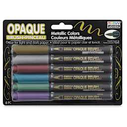 Marvy Uchida Opaque Brush Markers - Set of 6 (front of package)