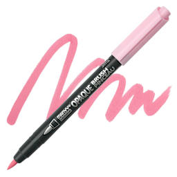Marvy Uchida Opaque Brush Marker - Bubblegum Pink, swatch and marker