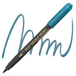 Marvy Uchida Opaque Brush Marker - Metallic Blue pen and swatch