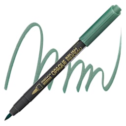 Marvy Uchida Opaque Brush Marker - Metallic Green pen and swatch