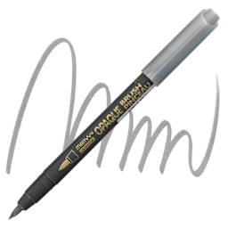 Marvy Uchida Opaque Brush Marker - Silver pen and swatch