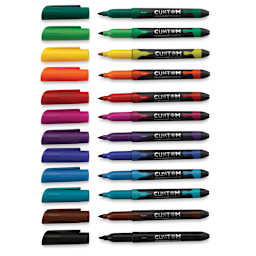 Maped Custom Permanent Markers - Assorted Colors, Set of 12, markers with caps off