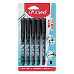 Maped Custom Permanent Markers - Black, Pkg of 5, front of the packaging