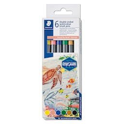 Staedtler Double-Ended Watercolor Brush Pens - Australia, Set of 6, front of the packaging