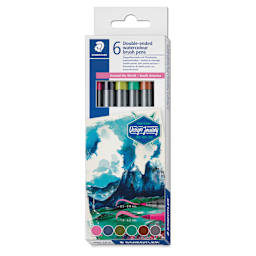 Staedtler Double-Ended Watercolor Brush Pens - South America, Set of 6, front of the packaging