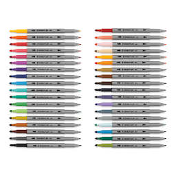 Staedtler Double-Ended Fiber-Tip Pens - Set of 36 (set contents with caps off)