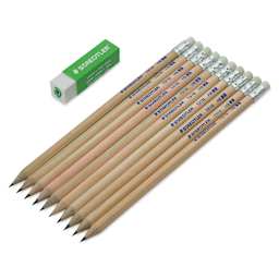 Staedtler Natural Wood Graphite Pencils - Set of 10 with Eraser (contents out of package)