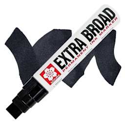 Sakura Extra Broad Permanent Ink Marker - Black, swatch and marker