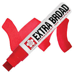 Sakura Extra Broad Permanent Ink Marker - Red, swatch and marker