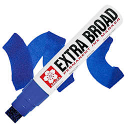 Sakura Extra Broad Permanent Ink Marker - Blue, swatch and marker