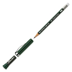 Faber-Castell 9000 Perfect Pencil - Green, pencil and cap sharpener shown