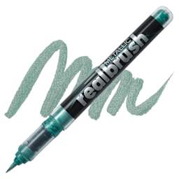 Karin Realbrush Metallic Marker - Green 8535, swatch and marker