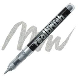 Karin Realbrush Metallic Marker - Silver 8580, swatch and marker