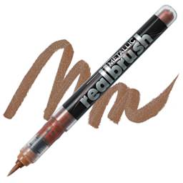 Karin Realbrush Metallic Marker - Red Gold 8592, swatch and marker