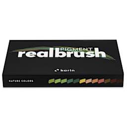 Karin Realbrush Pigment Markers - Nature Colors, Set of 12, box closed laid flat